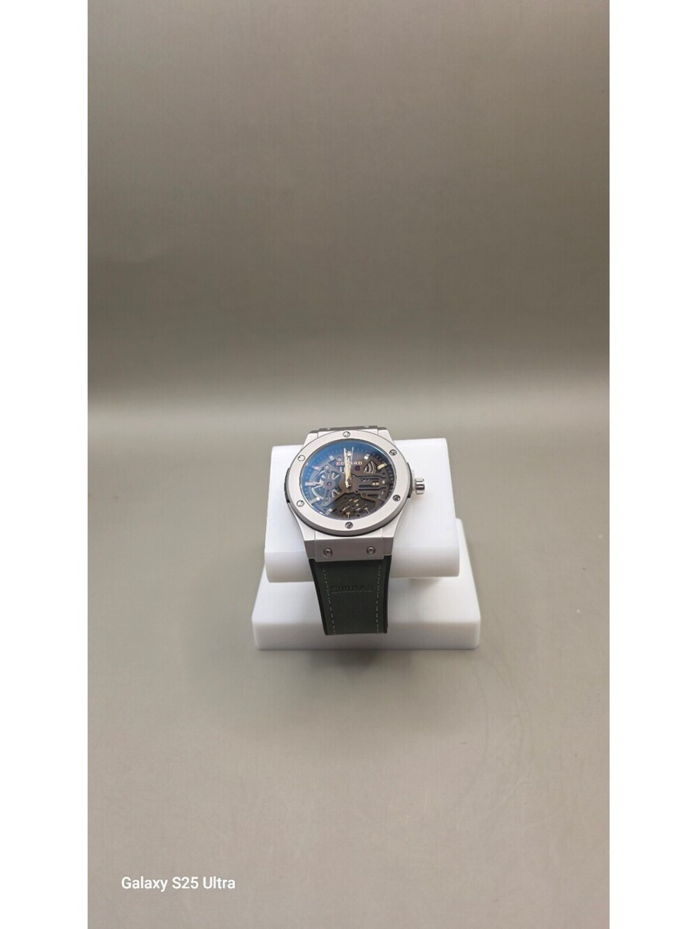 FORRAD C293 Quartz 43mm Skeleton Men's Watch Green Leather